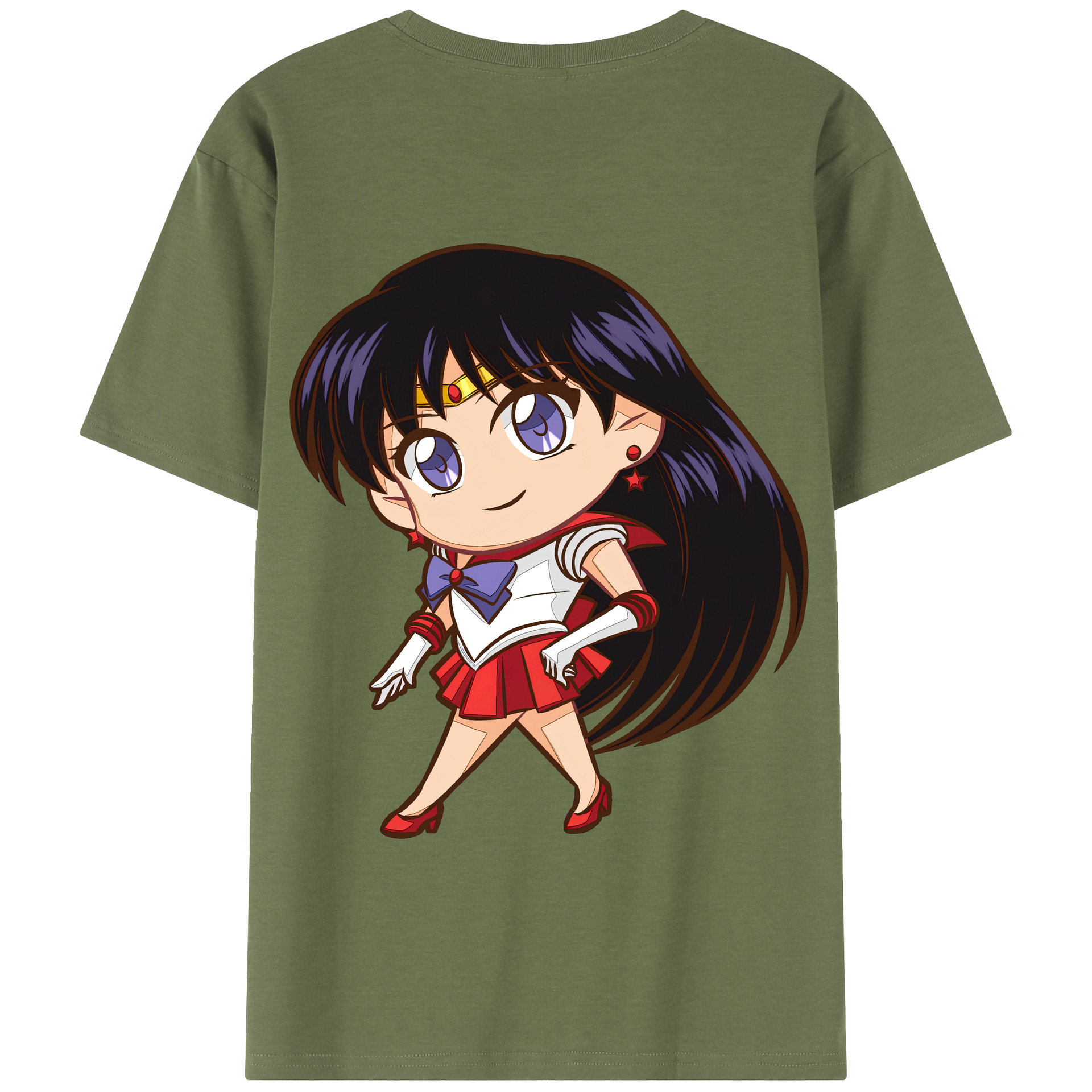 （画像用） 美少女戦士セーラームーン 火野レイ ひの レイ Sailor Moon Hino Rei （セーラーマーズ,Sailor Mars） 綿100％半袖Tシャツ（背面プリント）